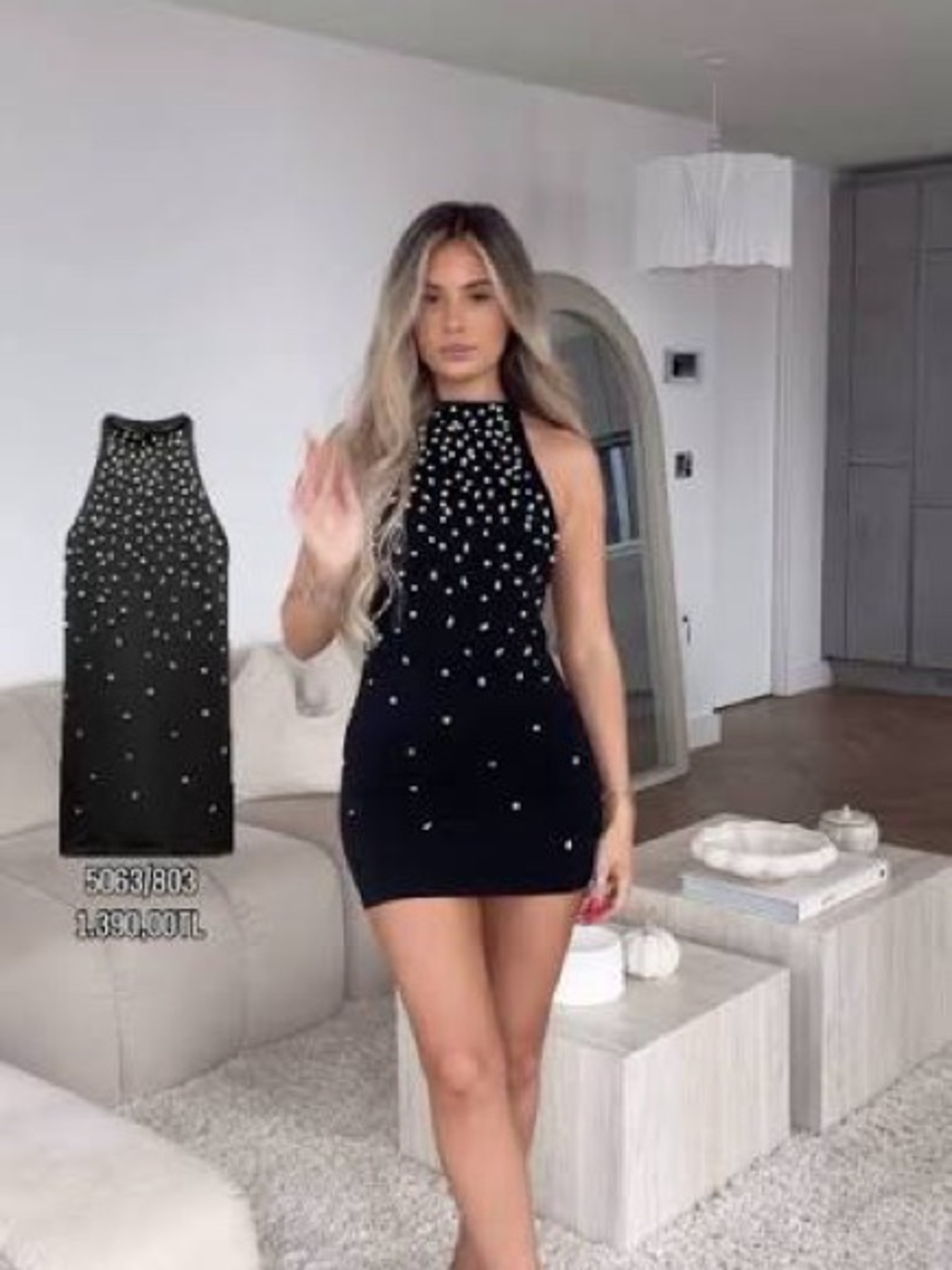 ZARA SEAMLESS JEWEL HALTER DRESS